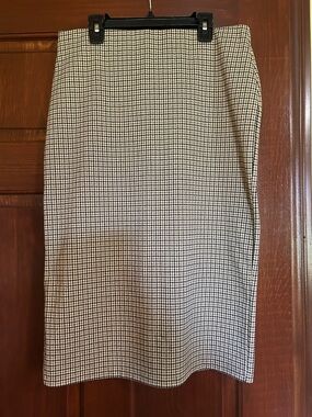 Women's Houndstooth Pencil Skirt - Black, Brown & White